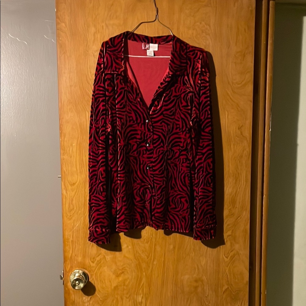 Red Zebra Print Button Down Shirt